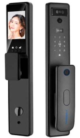 Tuya WiFi Smart Lock with 3D Face Recognition and Cat's Eye Capture, Fingerprint, Password, Card, Key Access, Mobile App Control, Home Security Black